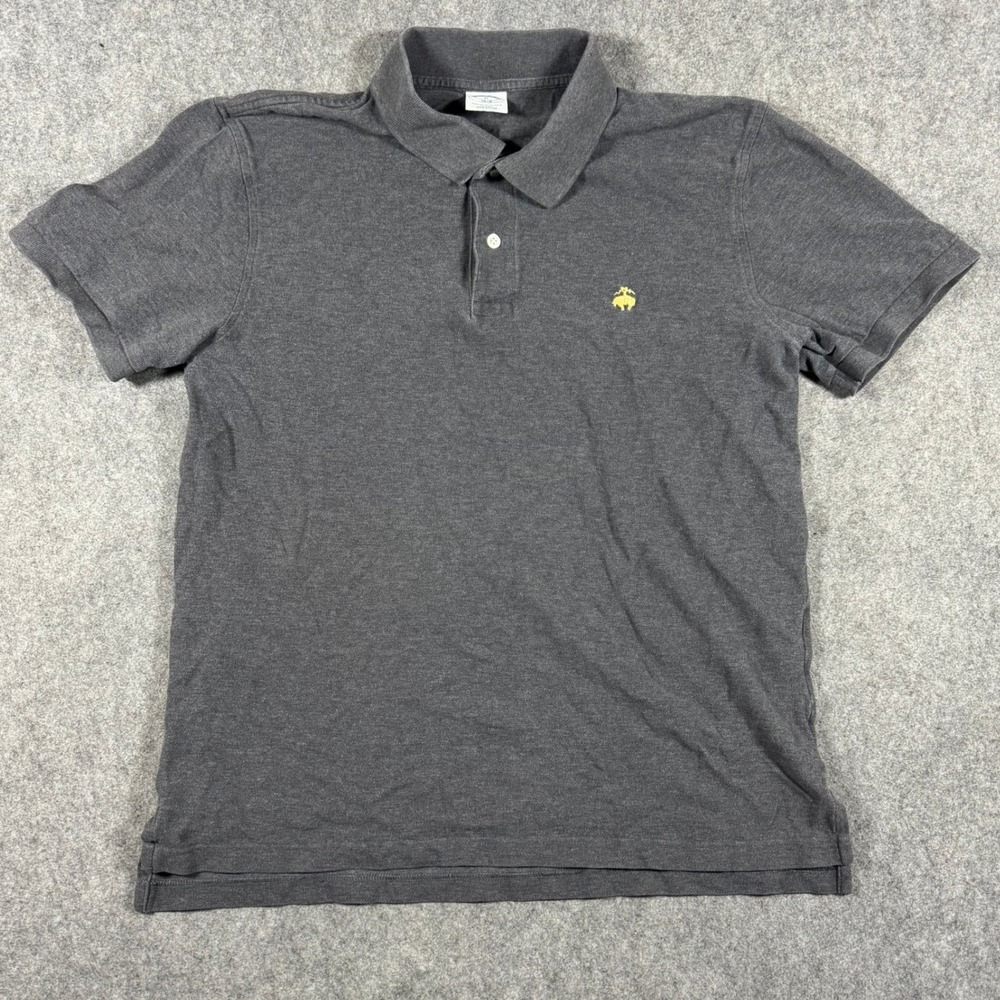 Brooks Brothers Shirt Mens XL Gray Polo 1818 Performance Slim Fit Cotton Pique
